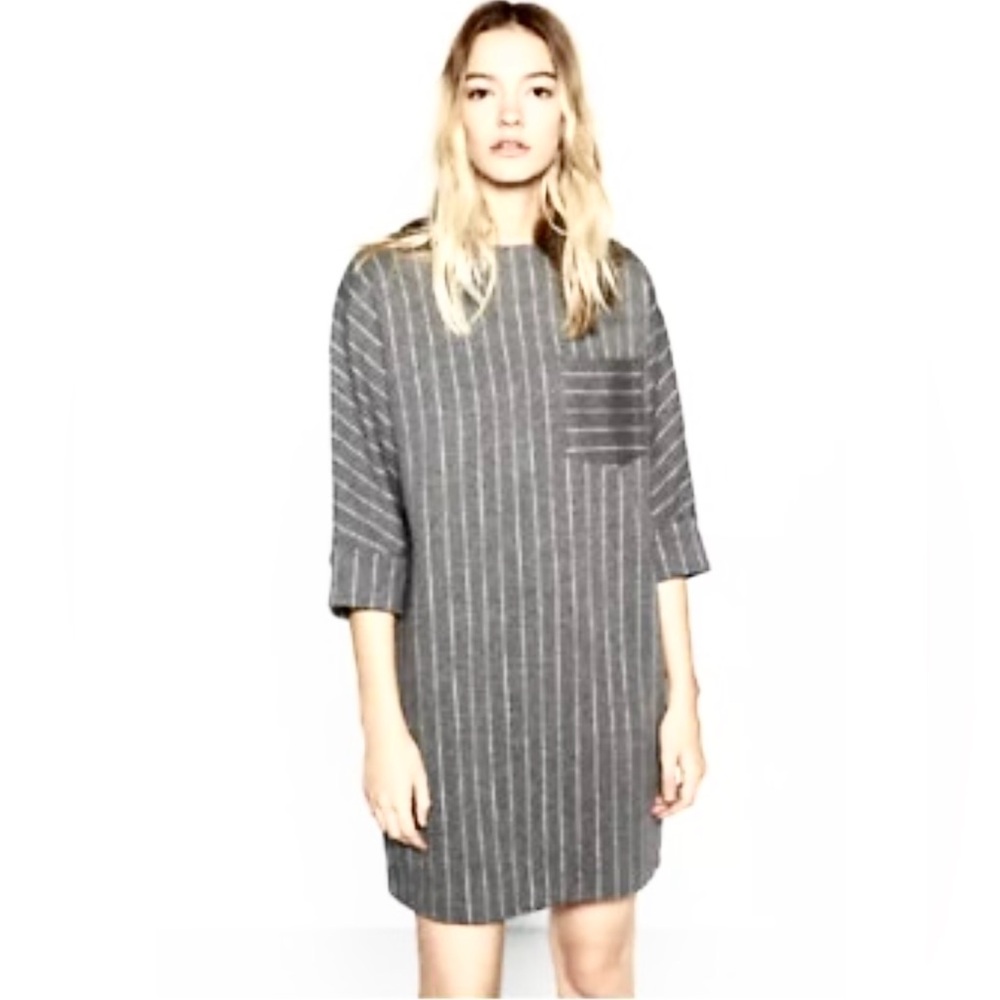 Zara Gray Striped Women's Mini Dress